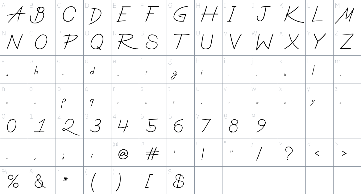 Vasek Font font Character Map