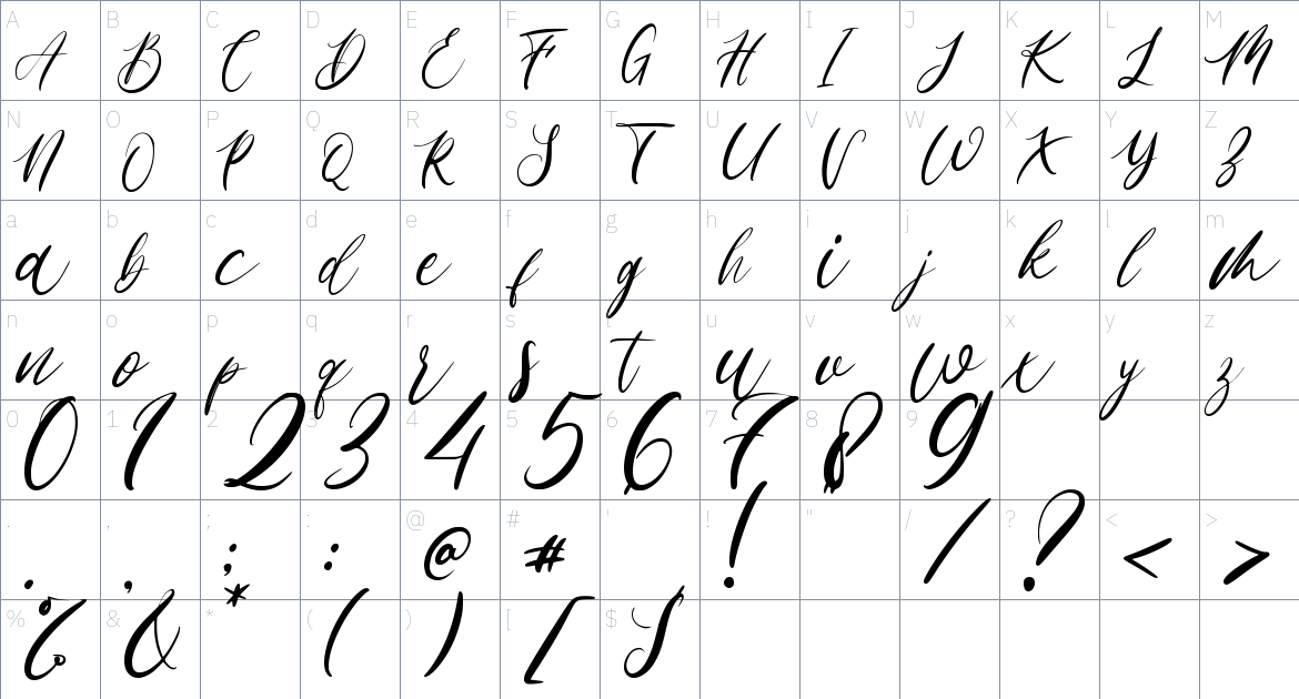 Astta font Character Map