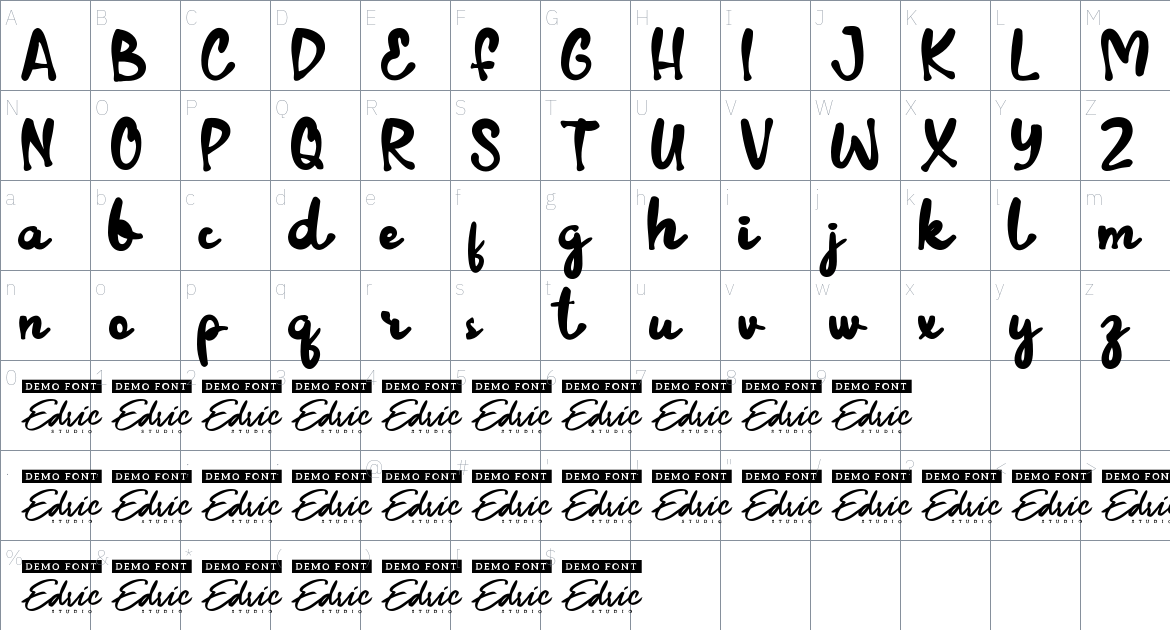 Marble Crimson font Character Map