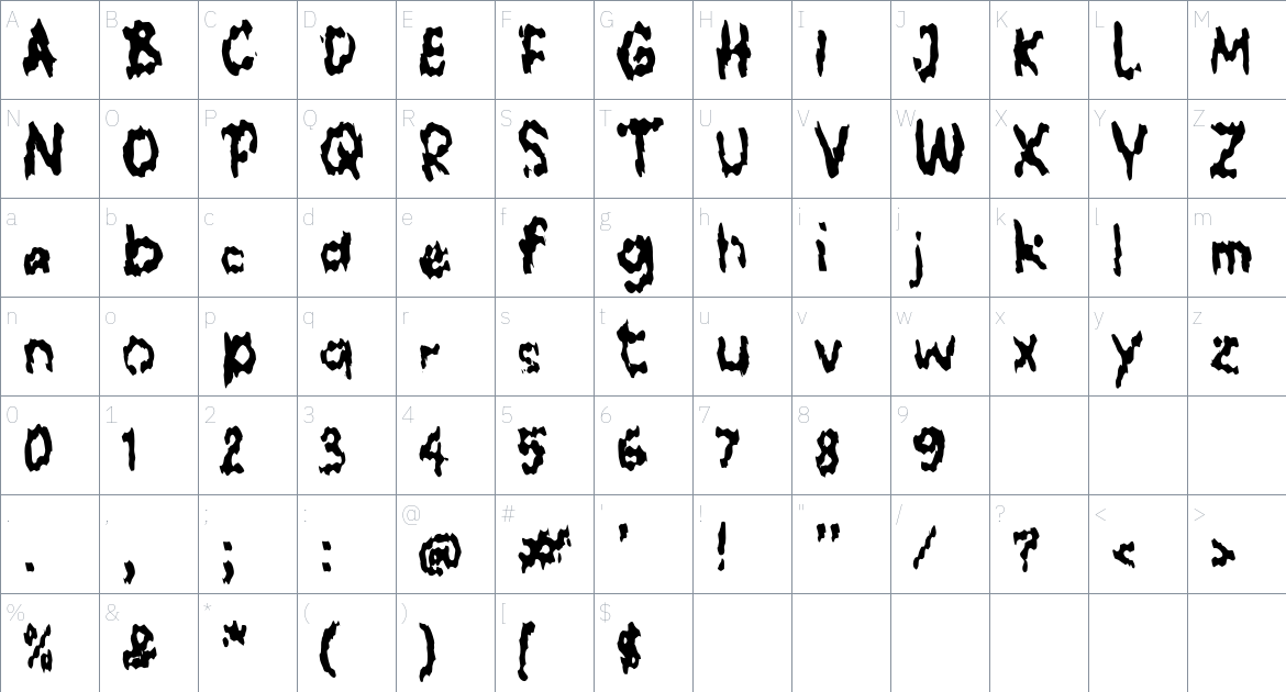 j Jelex font Character Map