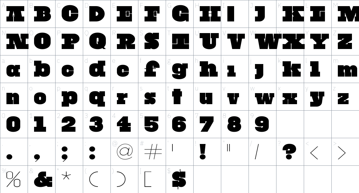 Maduresy font Character Map