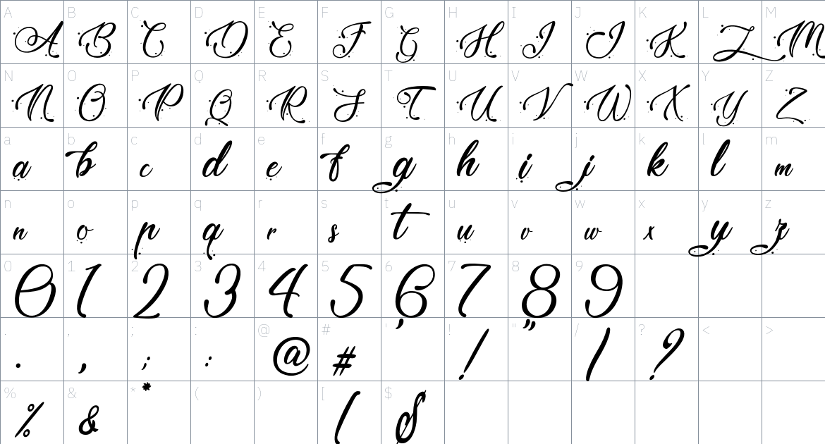 Kashmir Rosy Font font Character Map