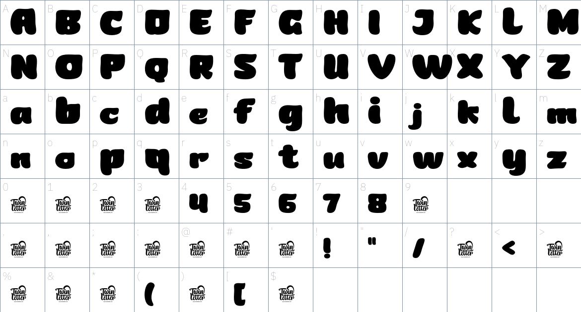 Rahido font Character Map