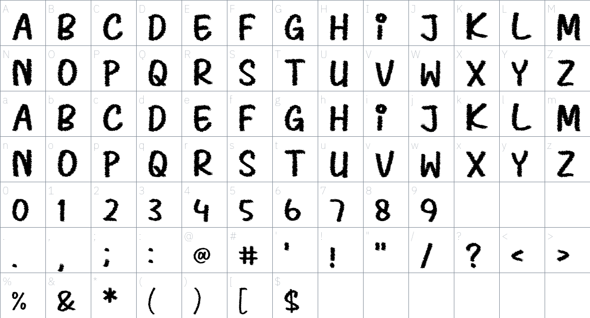 Grimesun Catalyst font Character Map