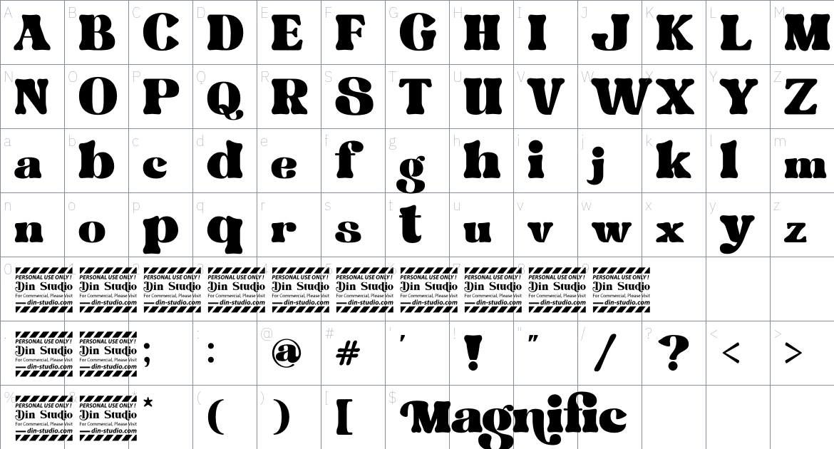 Magnific font Character Map