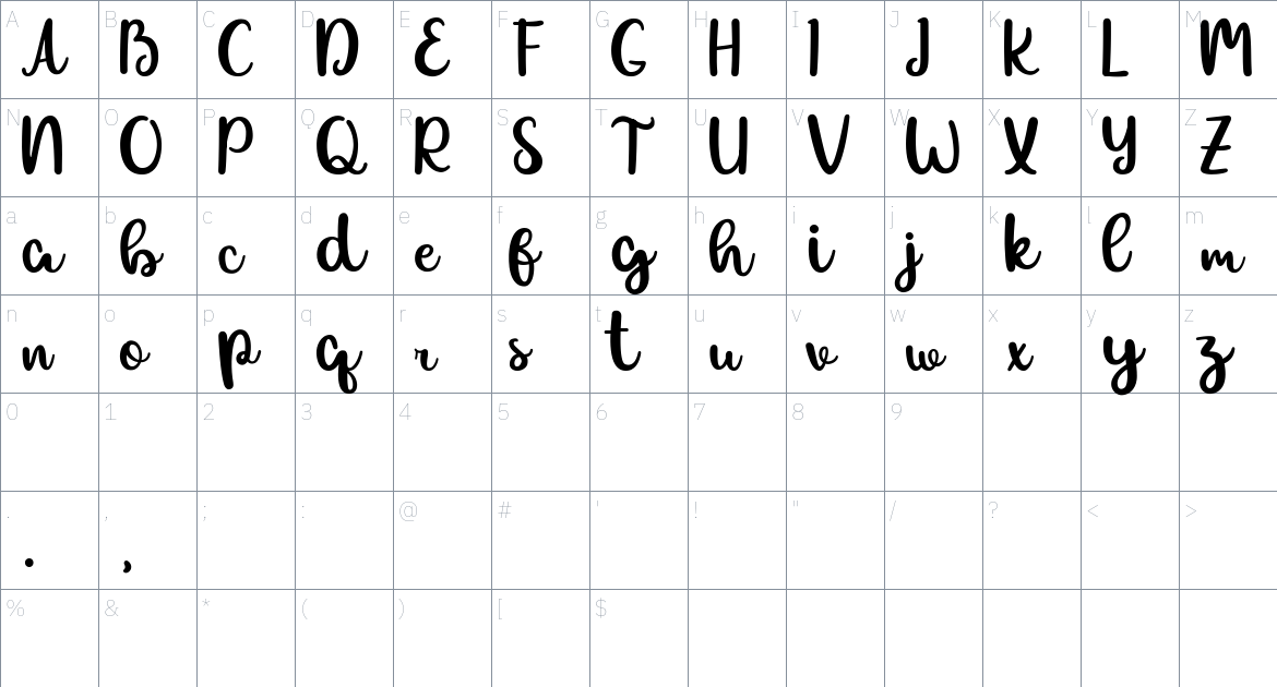 Allexa Font font Character Map