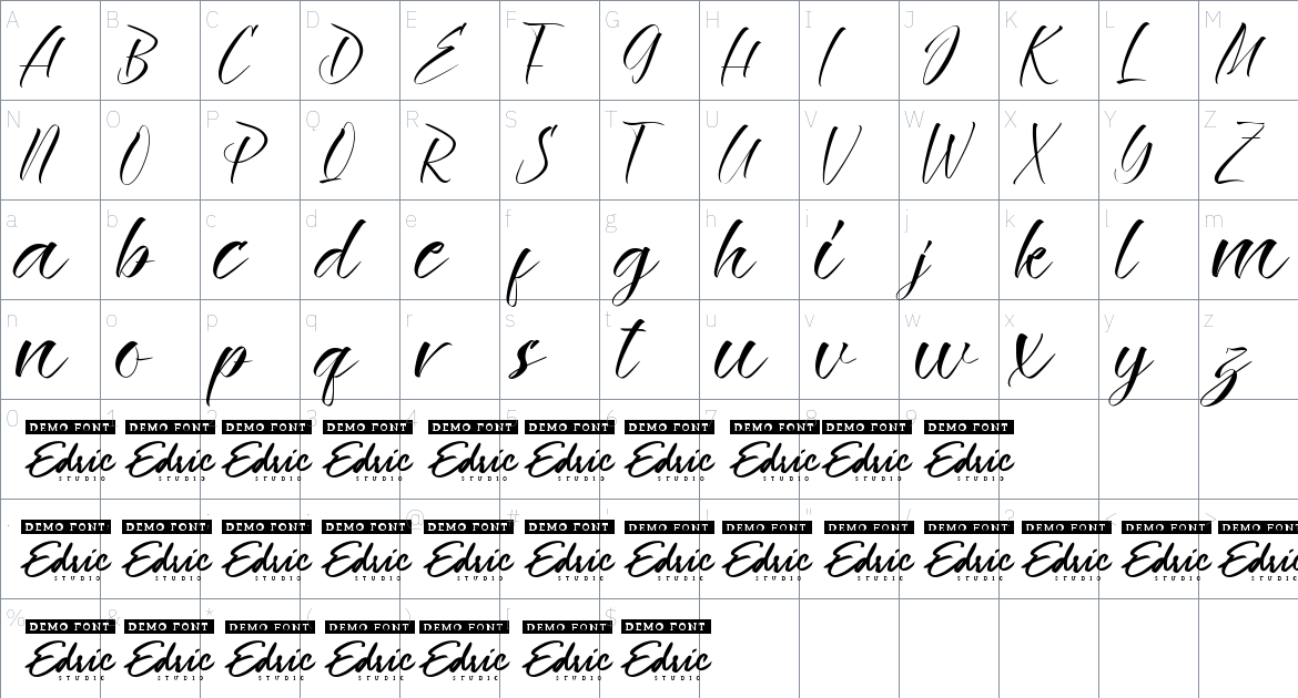 Daisy Edmund font Character Map