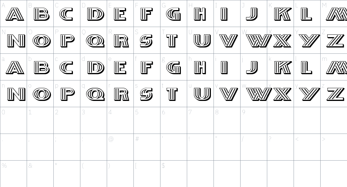 Adalar font Character Map