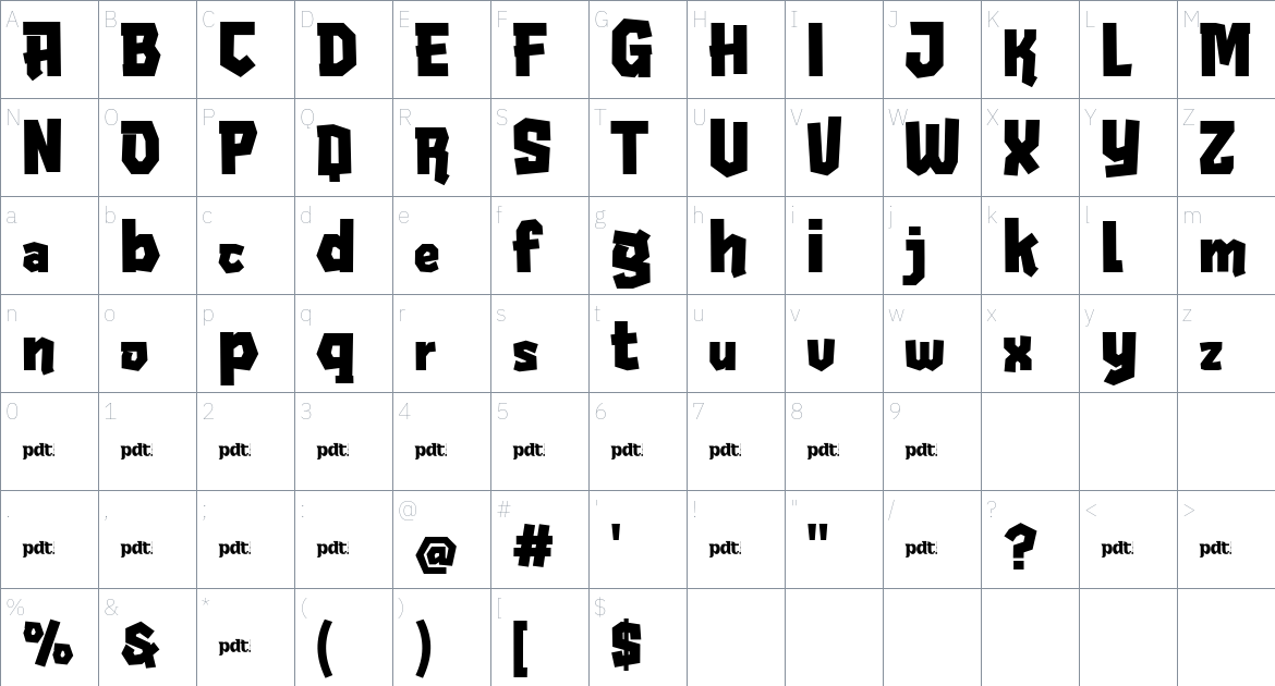 Ribeka font Character Map