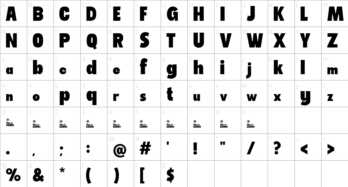 Massive free font Character Map