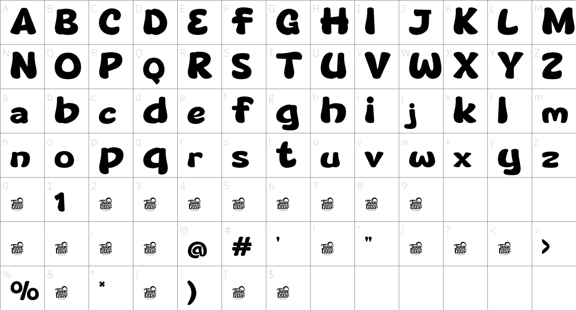 LIKEFU Trial font Character Map