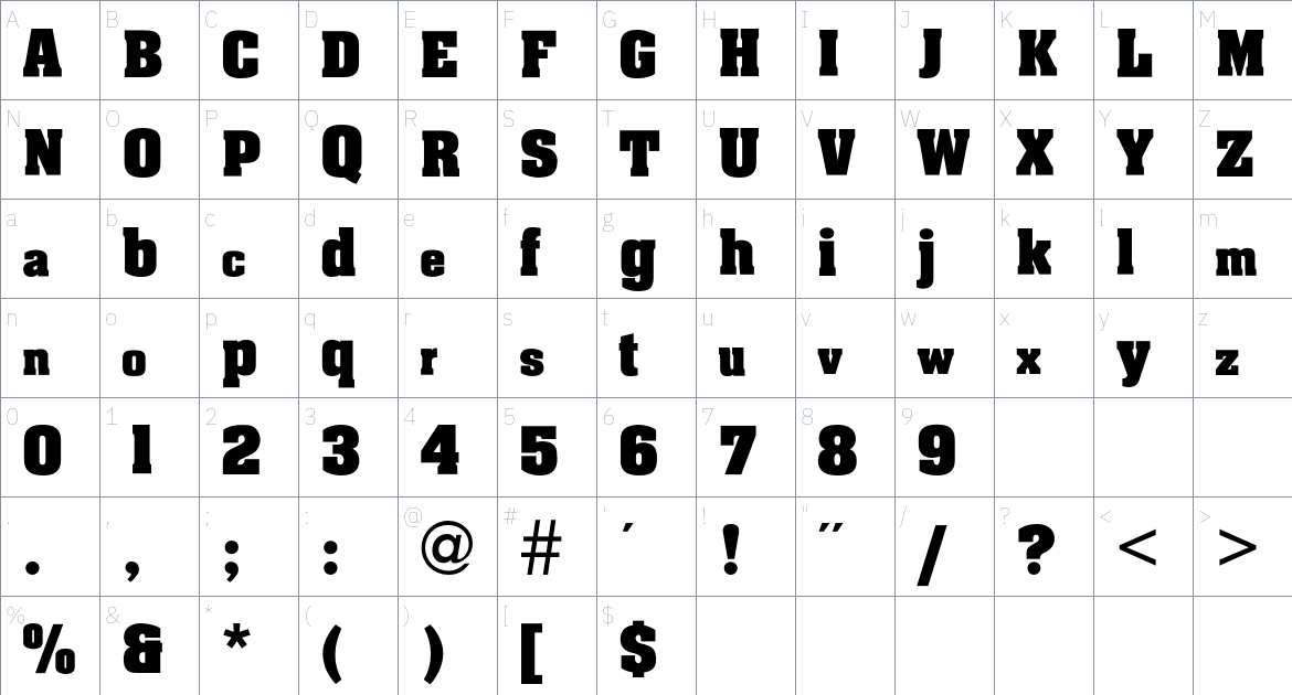 Atchen Font font Character Map