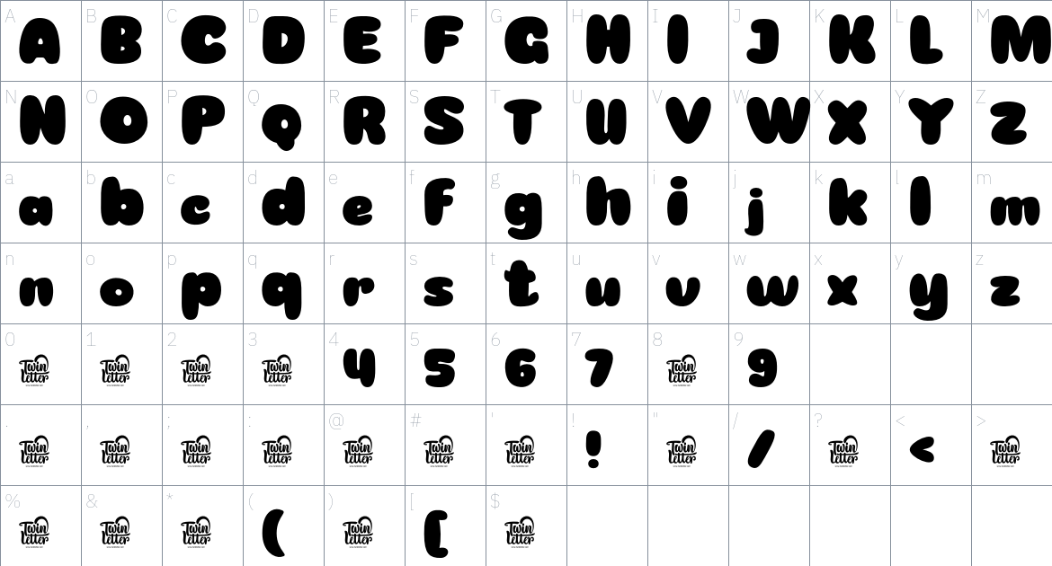 Gecan font Character Map