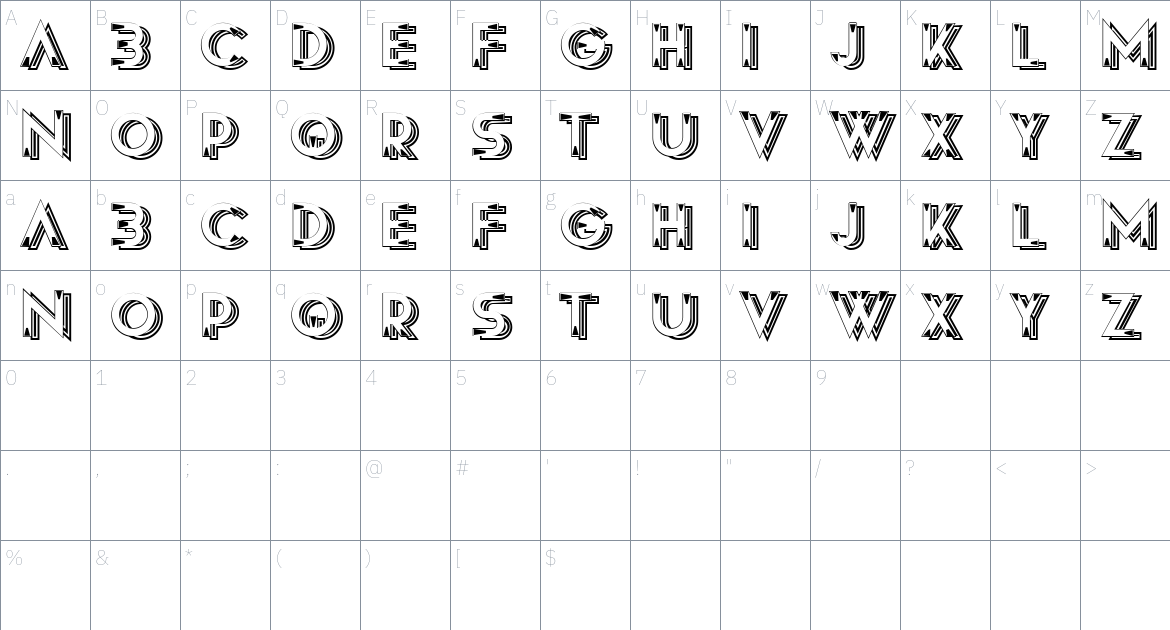 Acrobat font Character Map