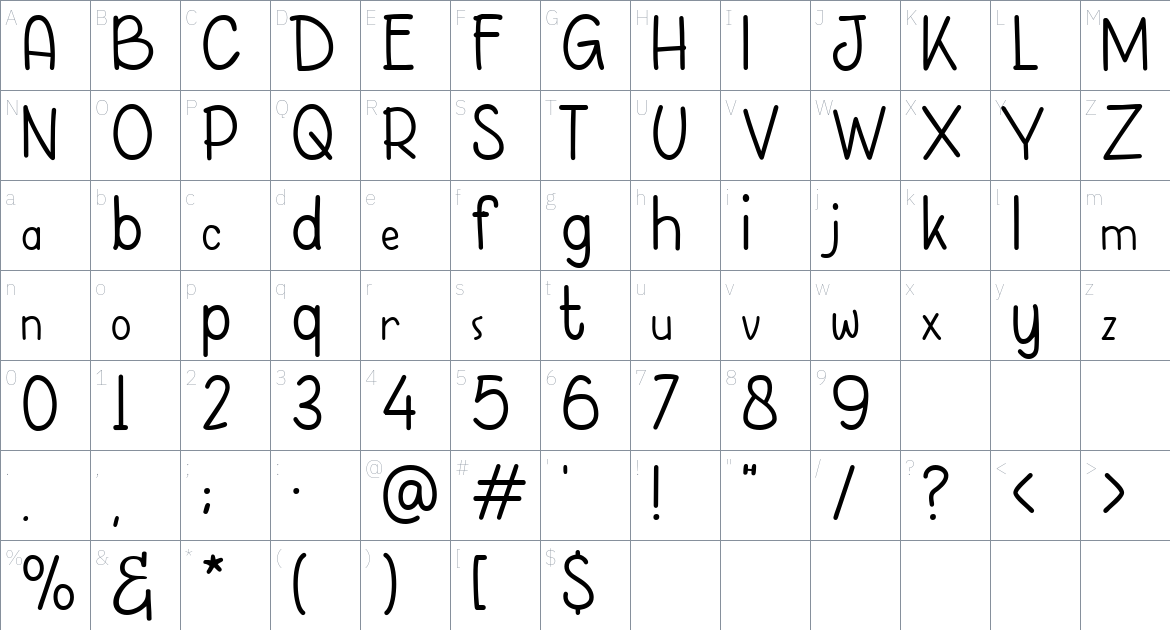 Sagobi Font font Character Map