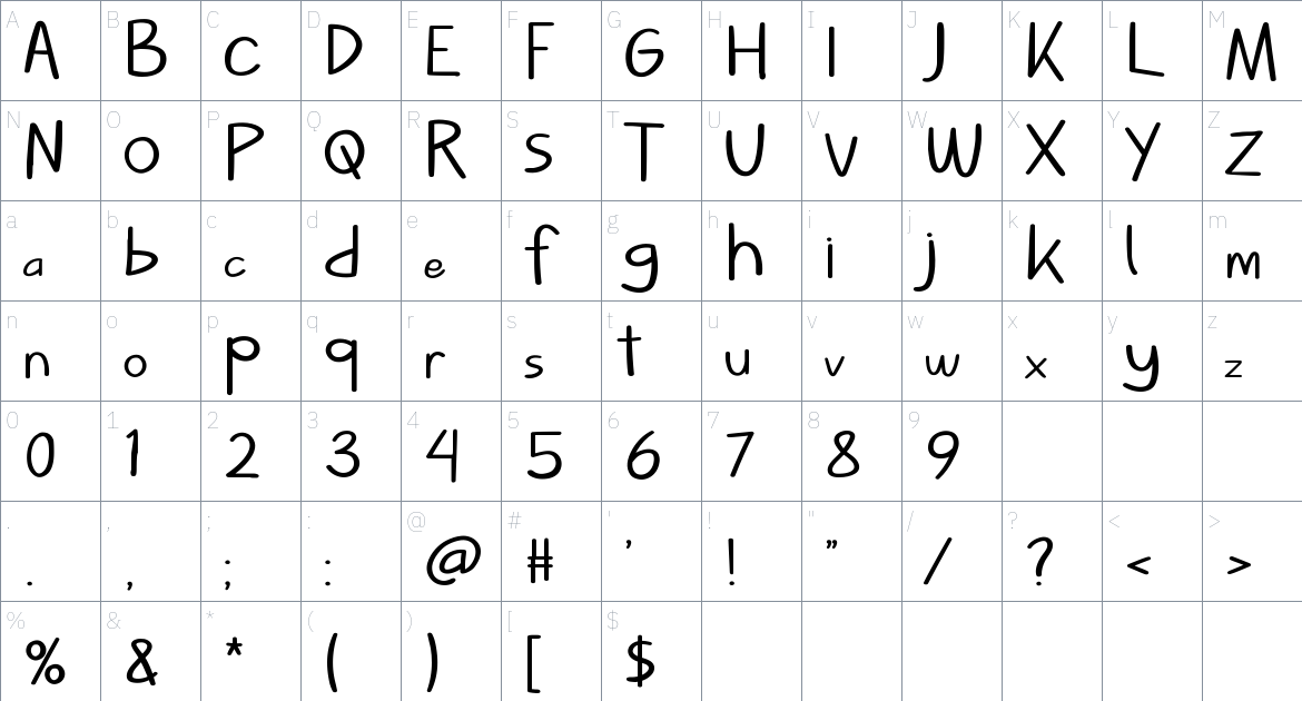 Mashup font Character Map