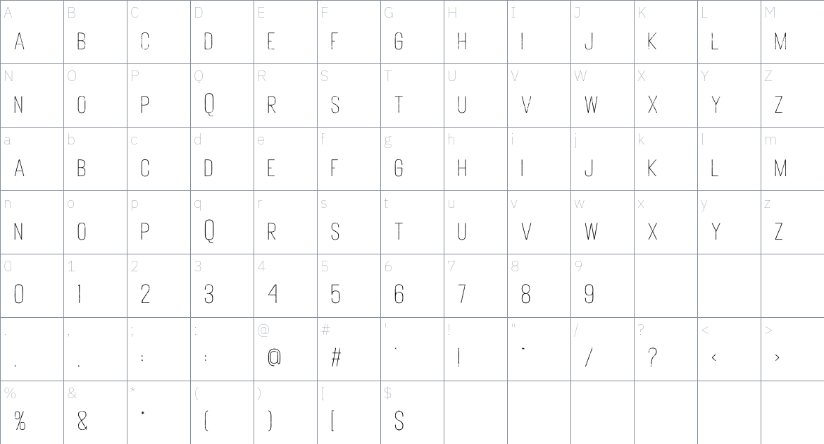 Votrag font Character Map