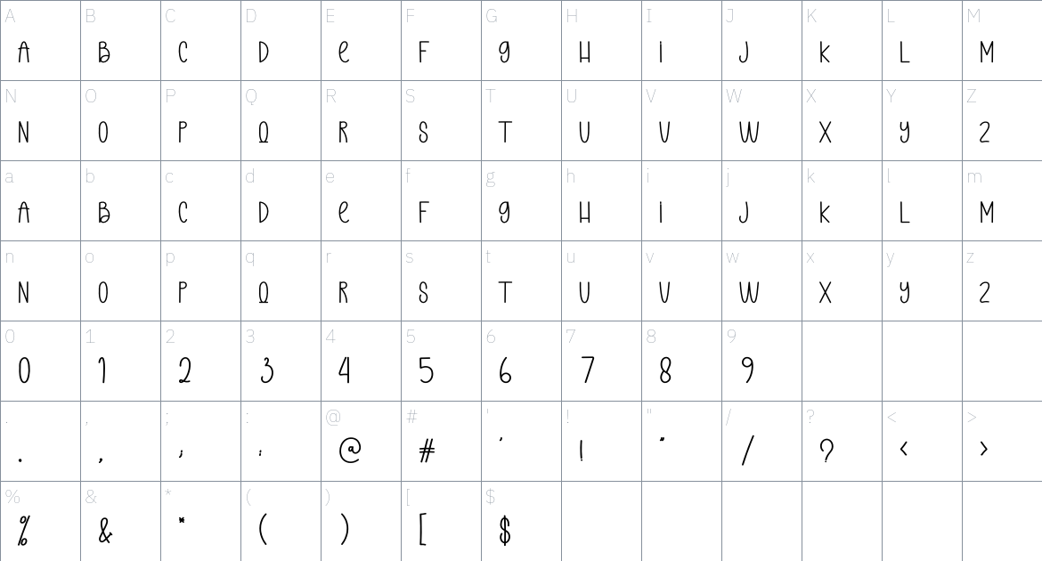 Cheese Banana font Character Map