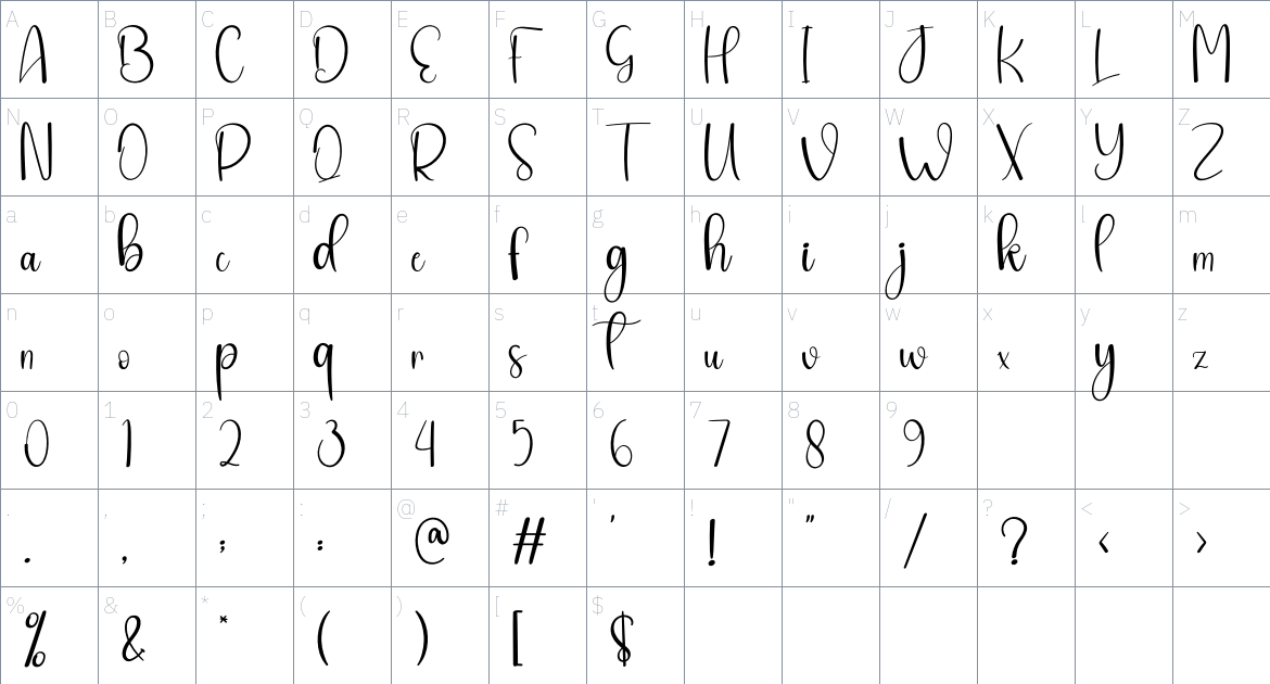 Daddy Smile font Character Map