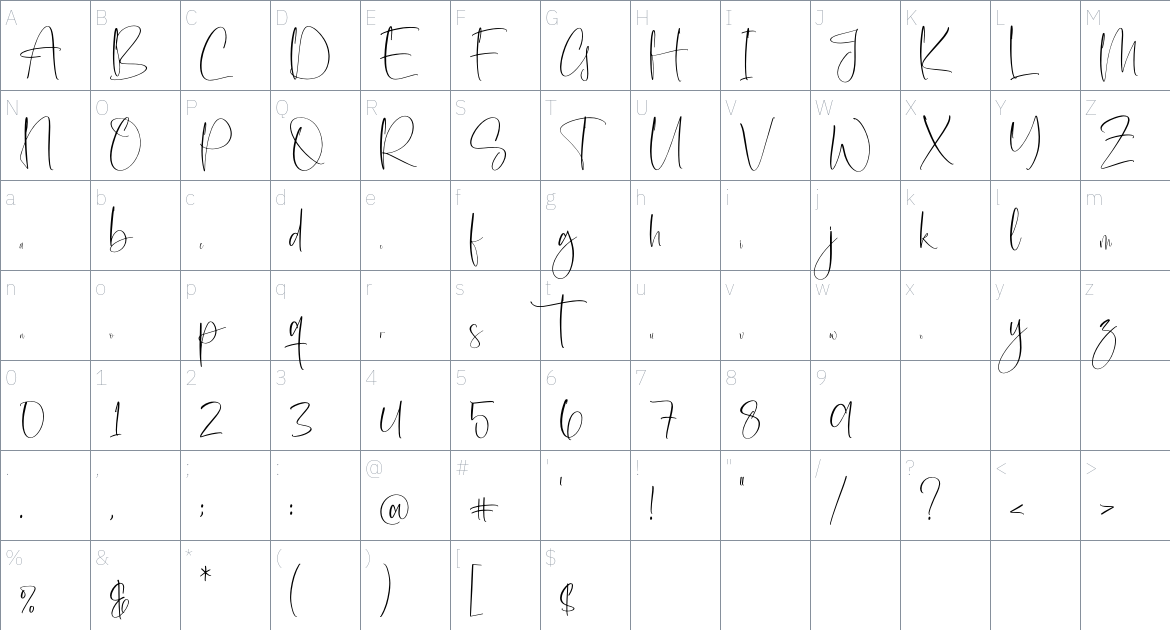 Mondaylika font Character Map