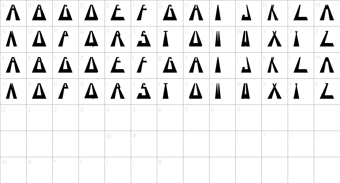 Ziggurat Font font Character Map