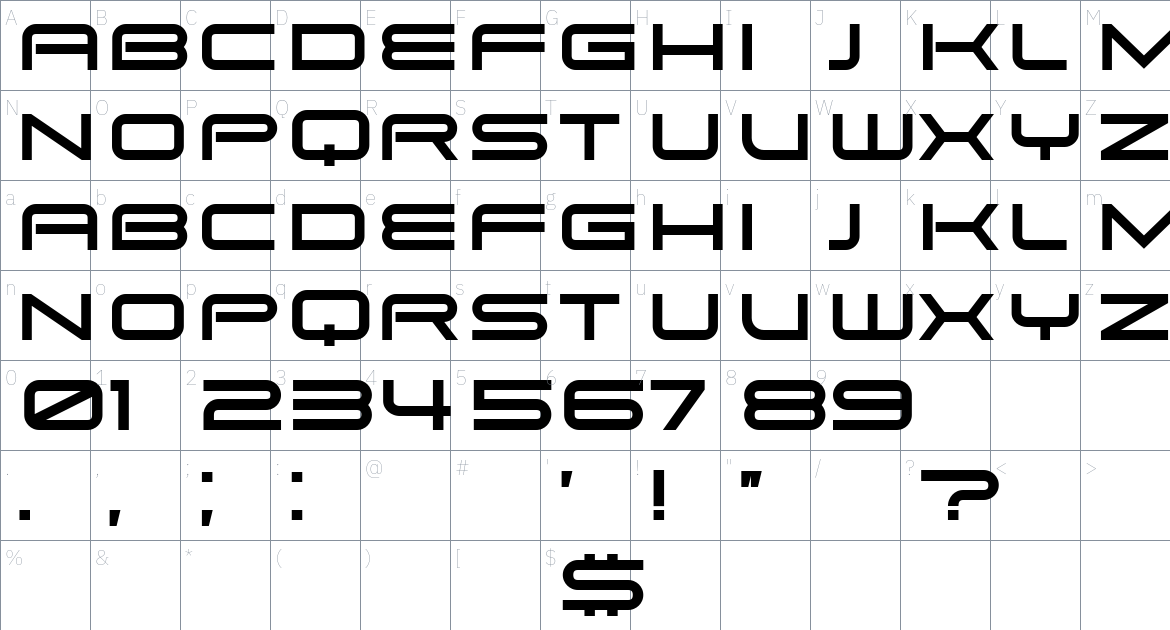 Pitviper font Character Map