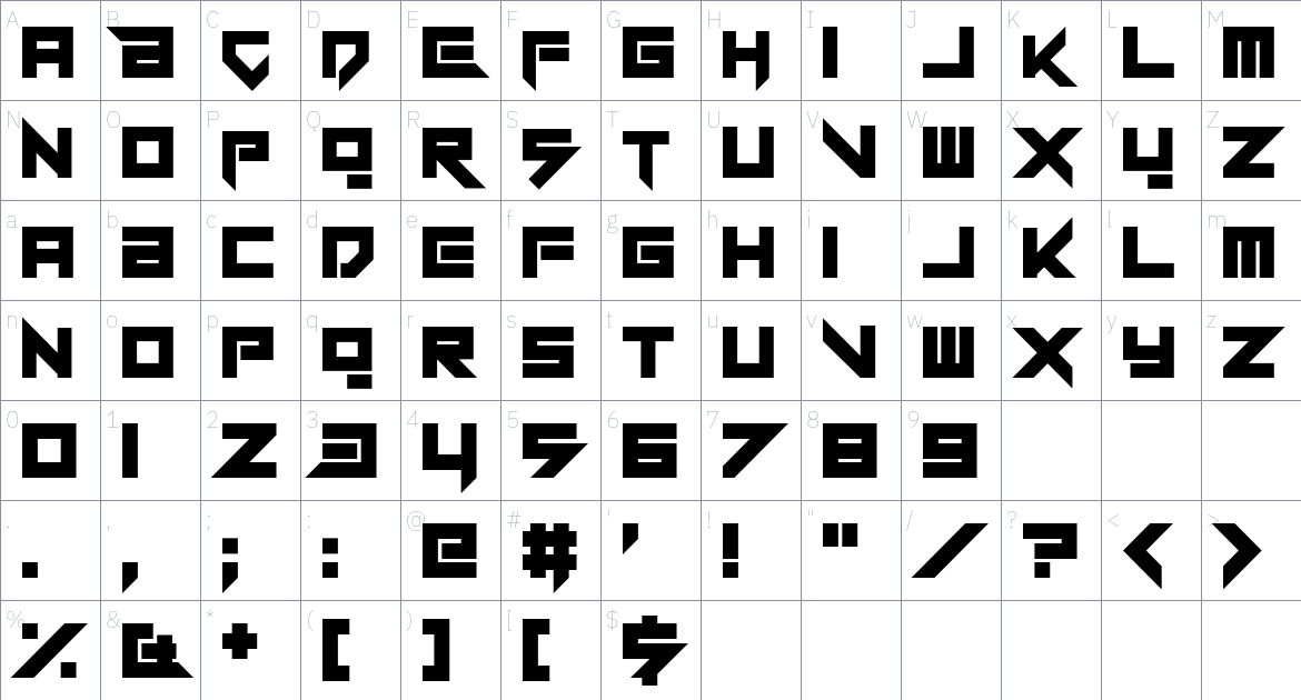 Wreckside font Character Map