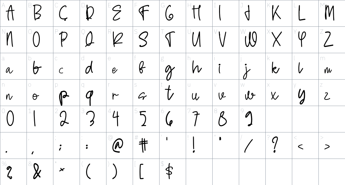 Homework Font font Character Map