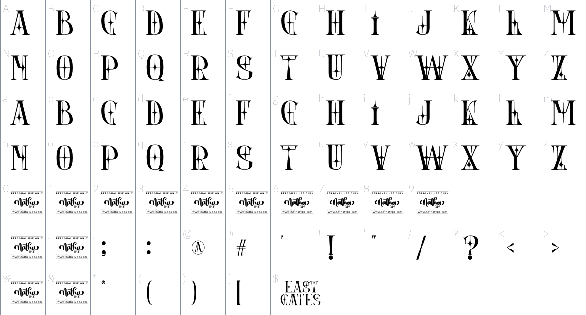 East Gates font Character Map