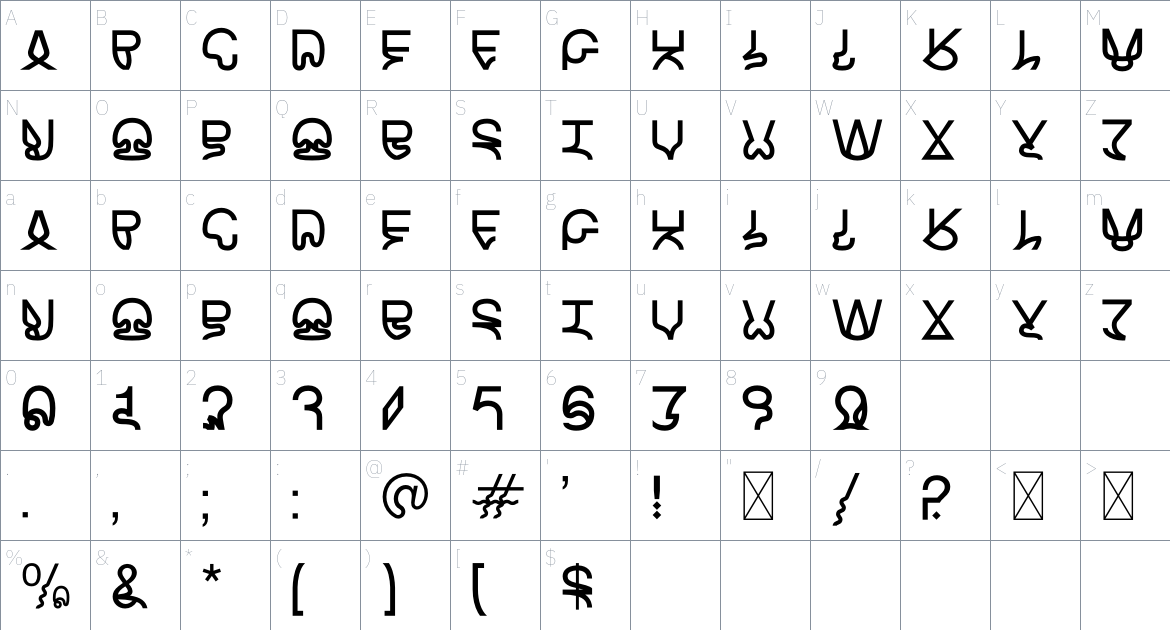 Arcane Font font Character Map