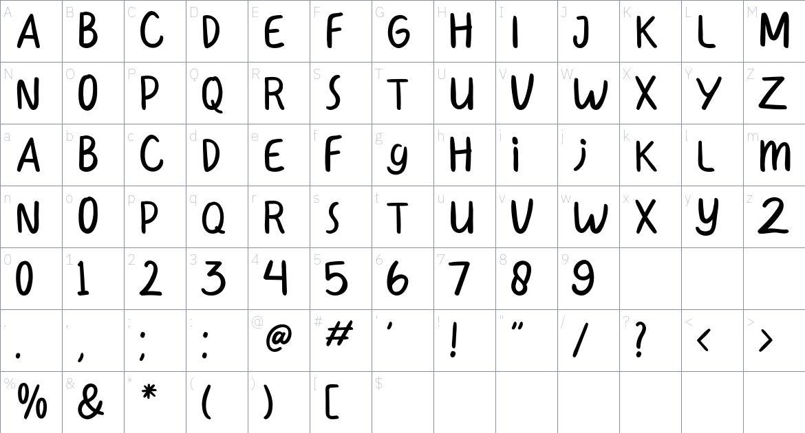 HeyGuys! Font font Character Map