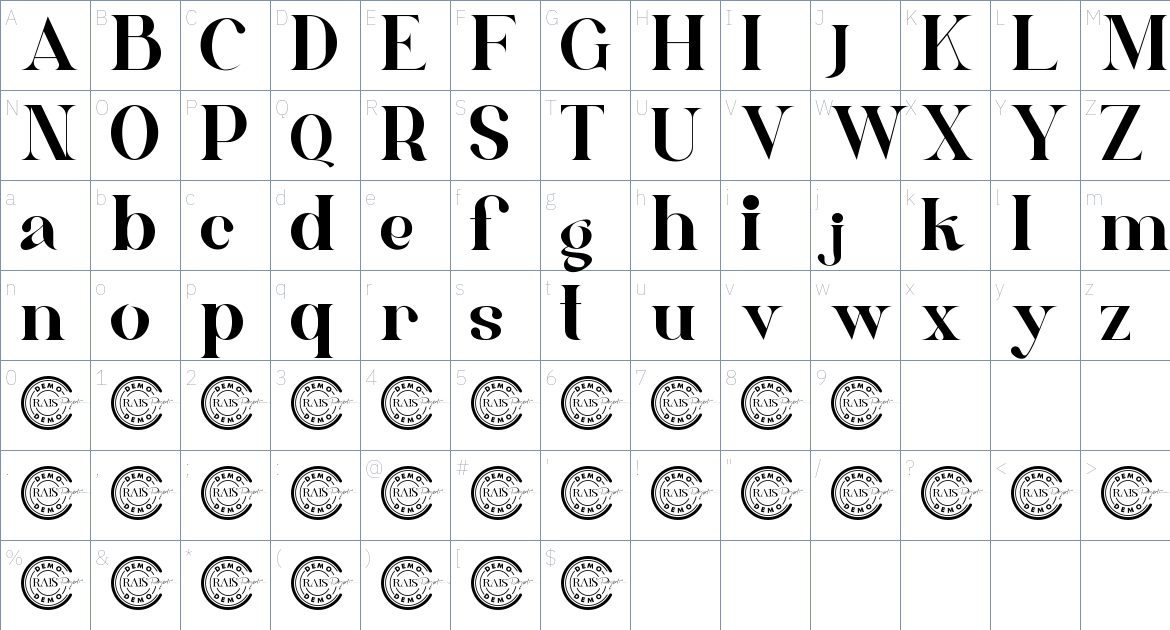 Andre Martin font Character Map