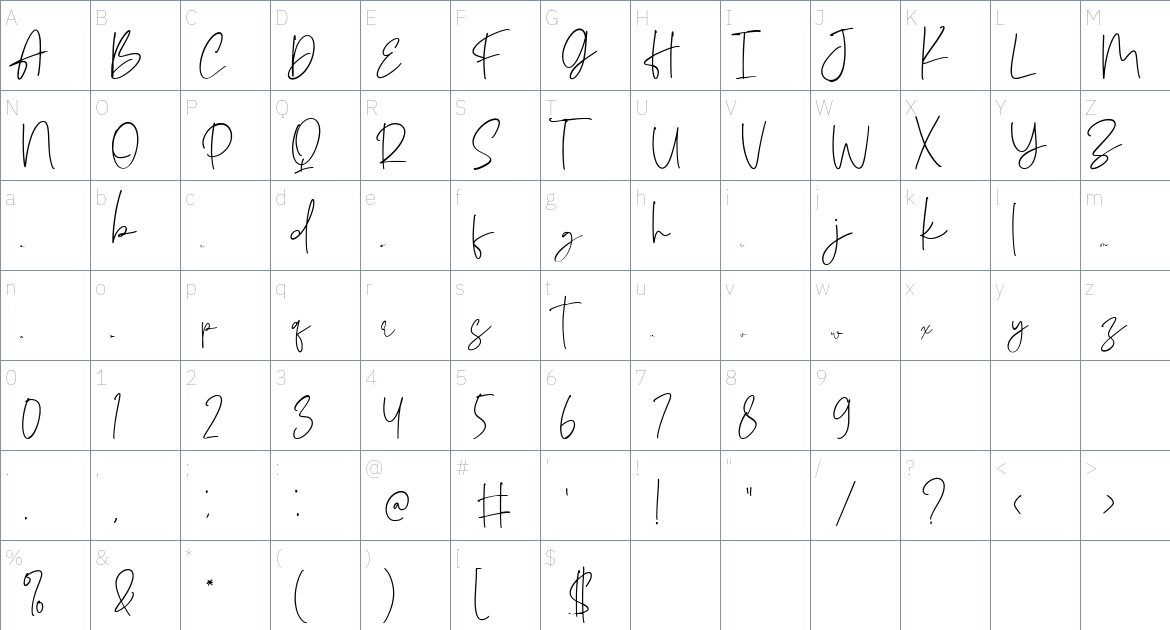 Yearbook Christmas font Character Map