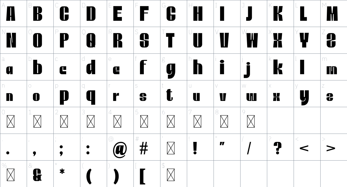 Huricane Font font Character Map