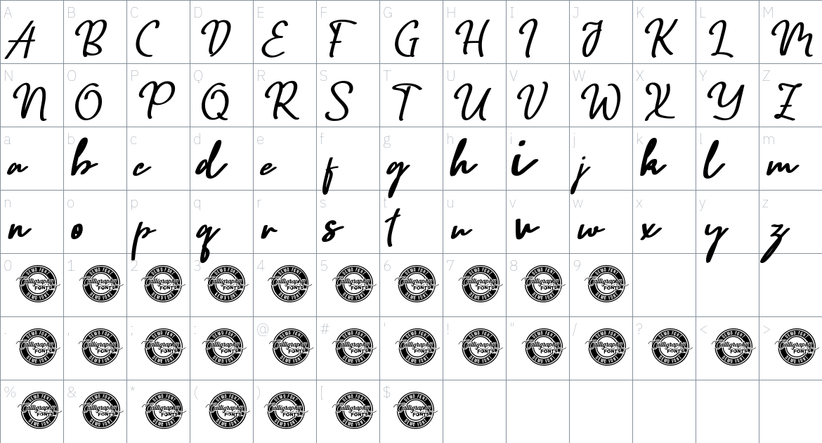 Memory Going font Character Map