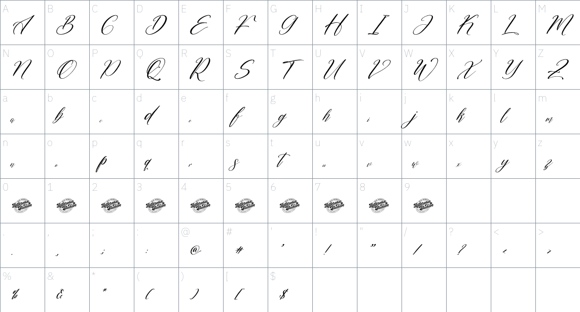 Amothura Berlinka font Character Map