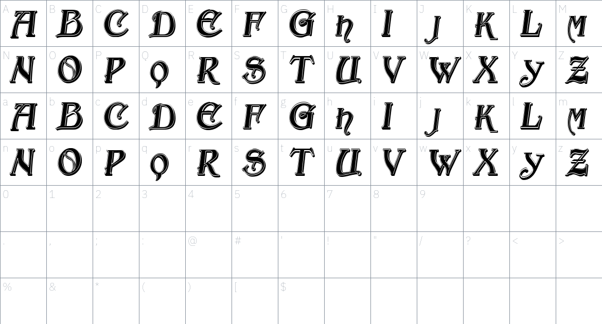 Royalty Criminals font Character Map