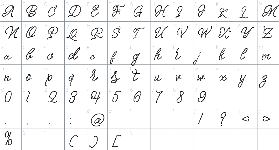 Integer Script font Character Map