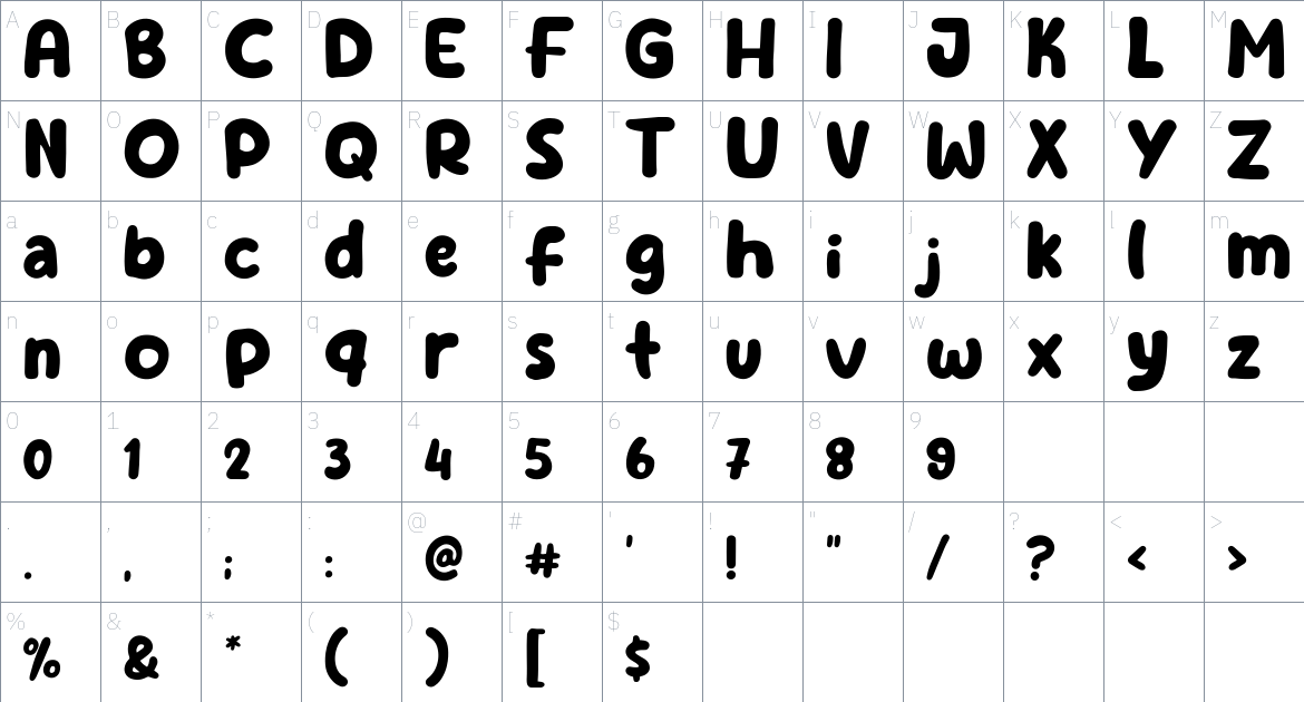 Boleh Font font Character Map