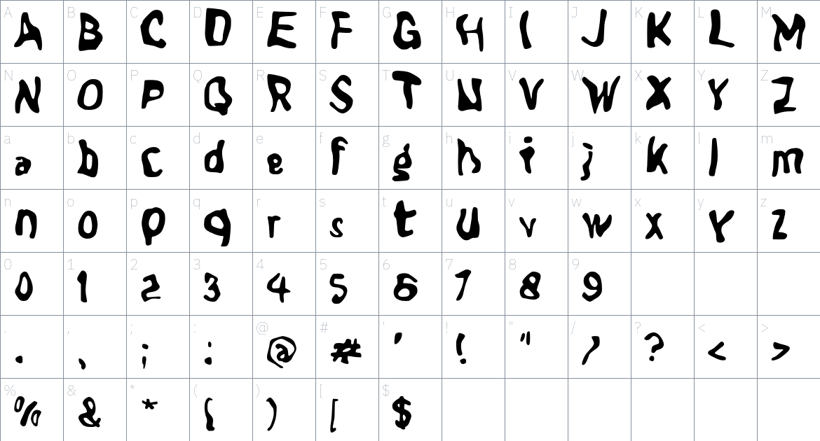 j Jackgo font Character Map