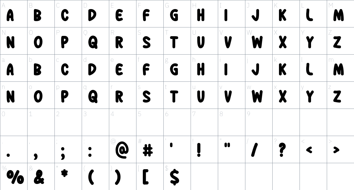 Bell Ring font Character Map