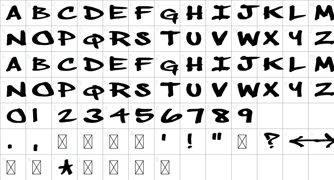 Busted Knuckles Font font Character Map