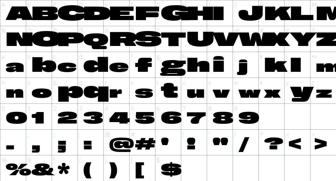 NaN Holo Gigawide Ultra Font font Character Map