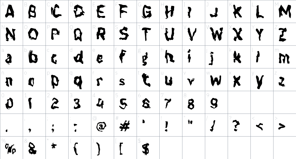 j Jungle Flame font Character Map