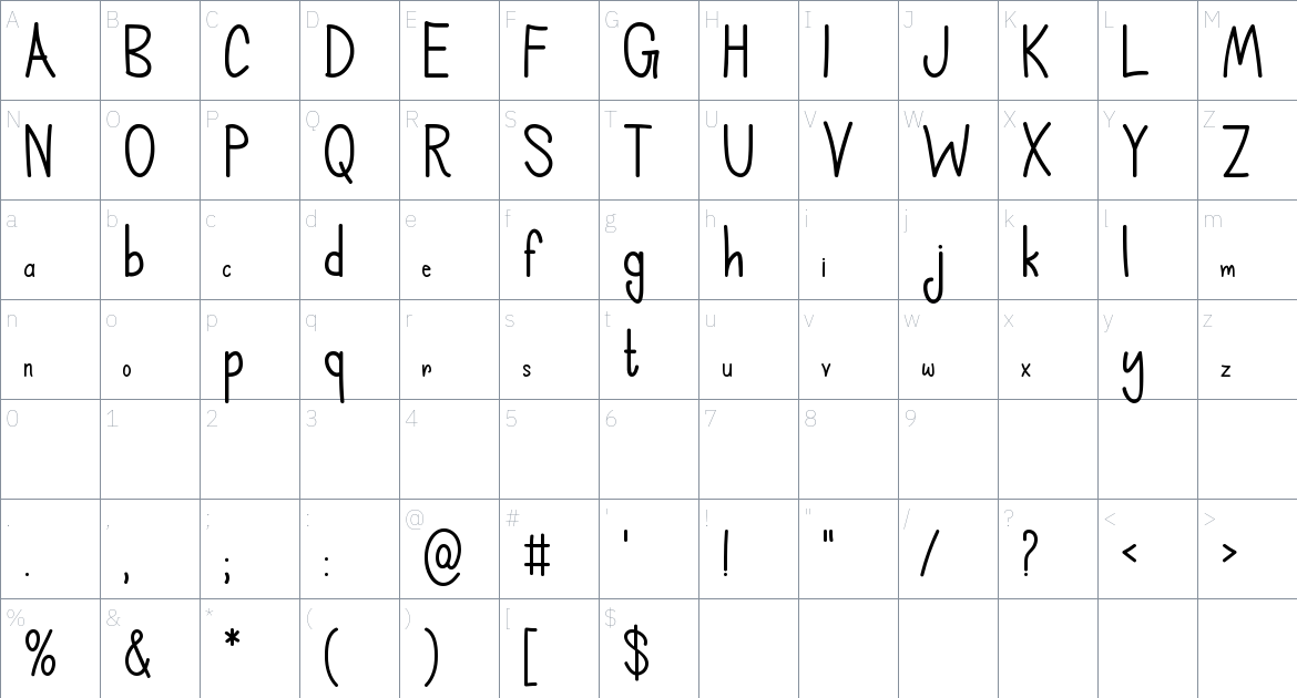 Holy Nativity font Character Map