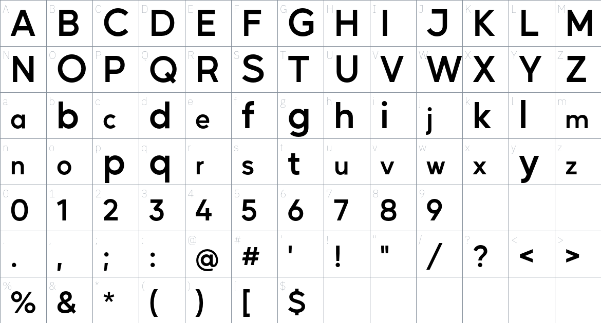 Mustica Pro Font font Character Map