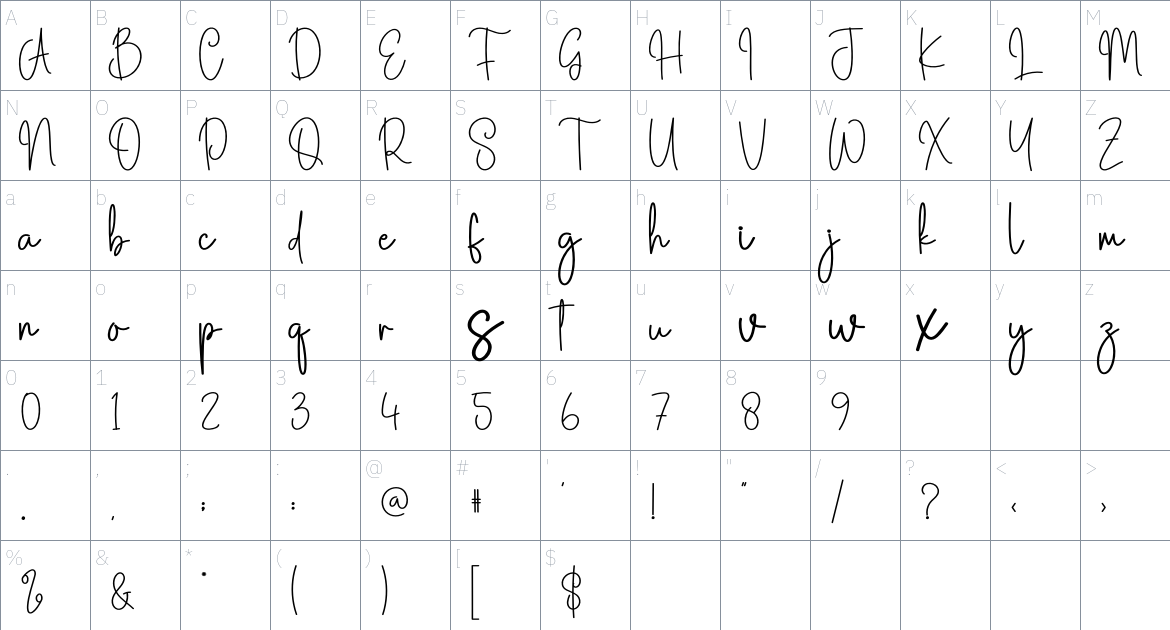 Cristal Christmas font Character Map