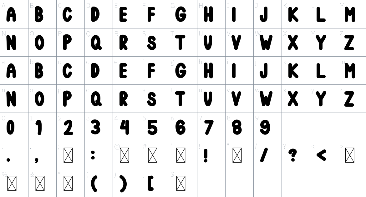 Joyfuns font Character Map