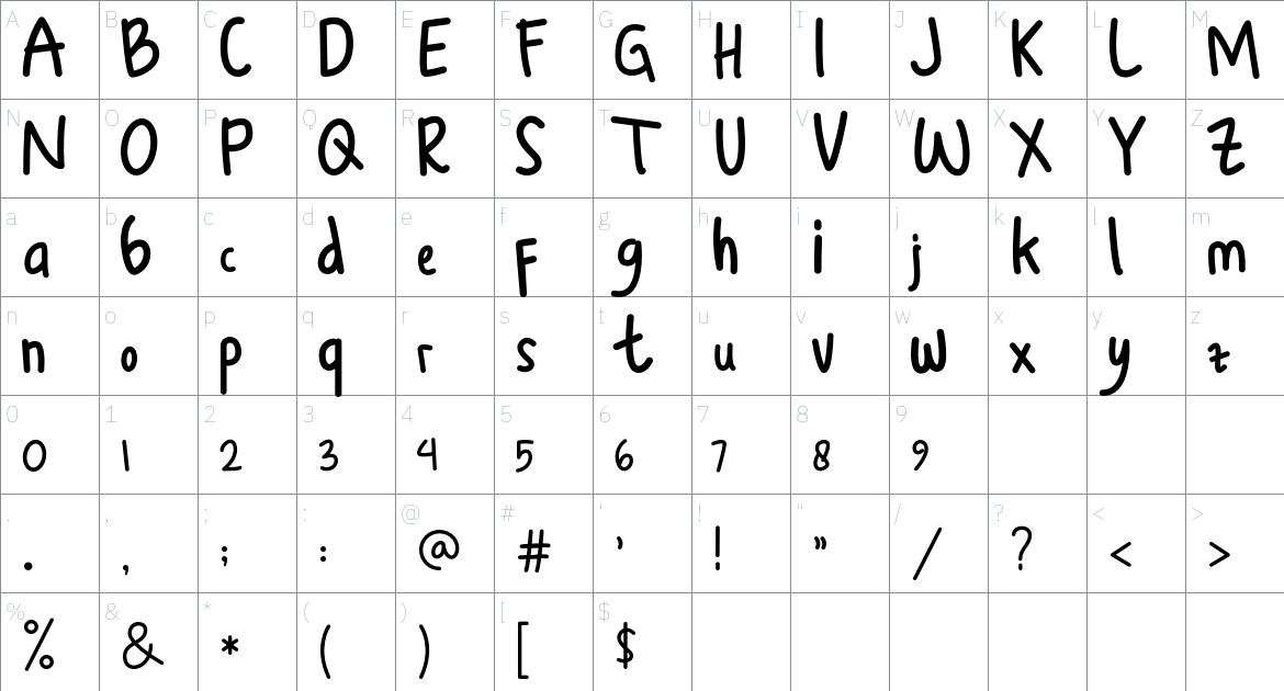 Morning Ciburuy font Character Map