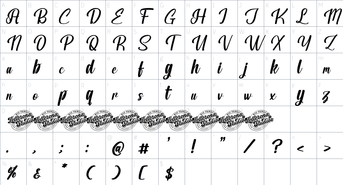 Belyttna Questin font Character Map